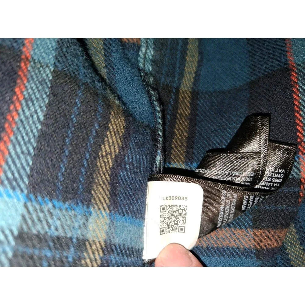 The North Face Men's Medium Blue Plaid Flannel Button Front Shirt Cotton Long...